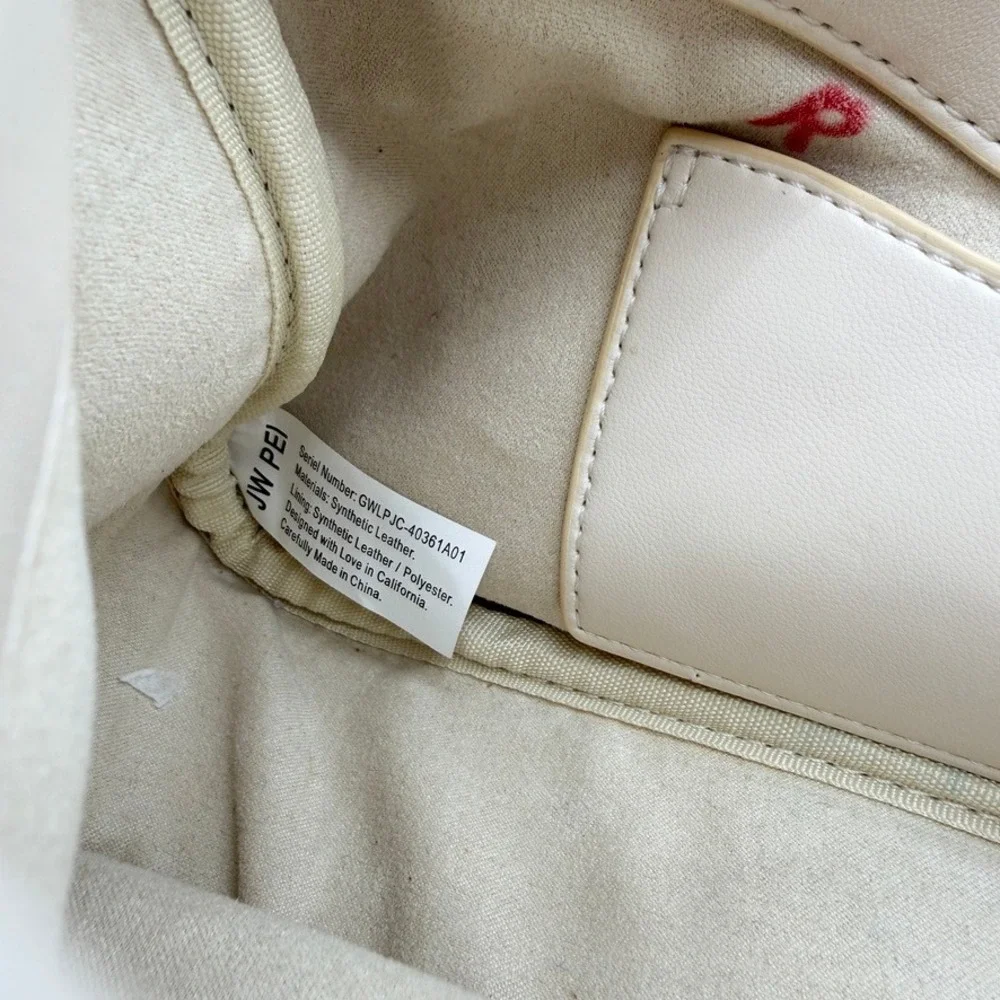 JW PEI Ruched Handle Shoulder Bag Ivory Vegan Leather‎ Hobo Purse